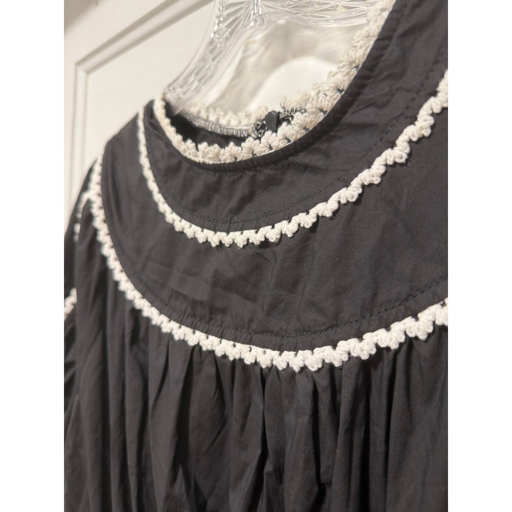 VICI Black Cotton Smocked Waist Crochet Trim Tiered Midi Dress XL RN131468 - Picture 8 of 11